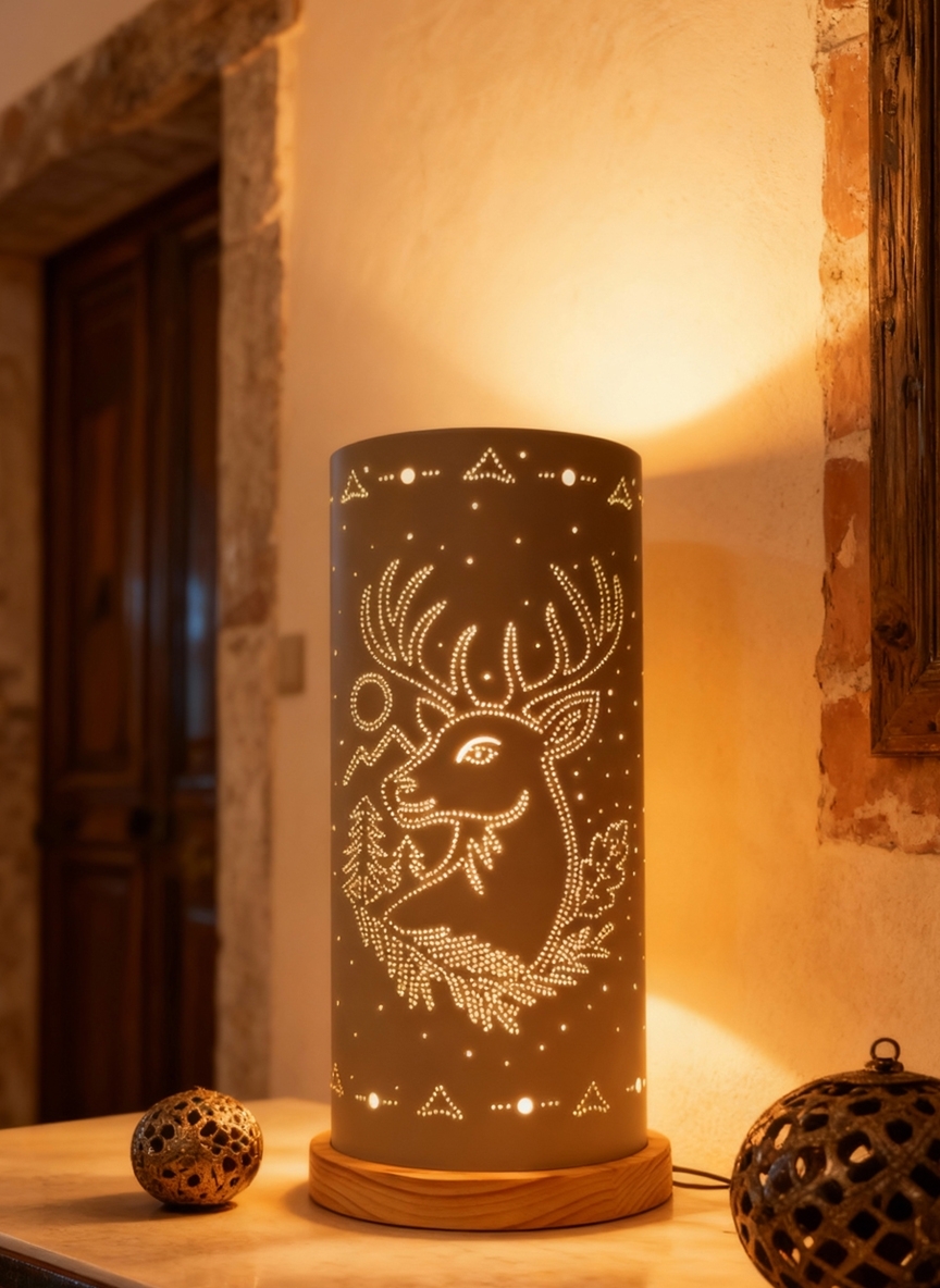 Il Re del Bosco – Lampada Cervo artigianale