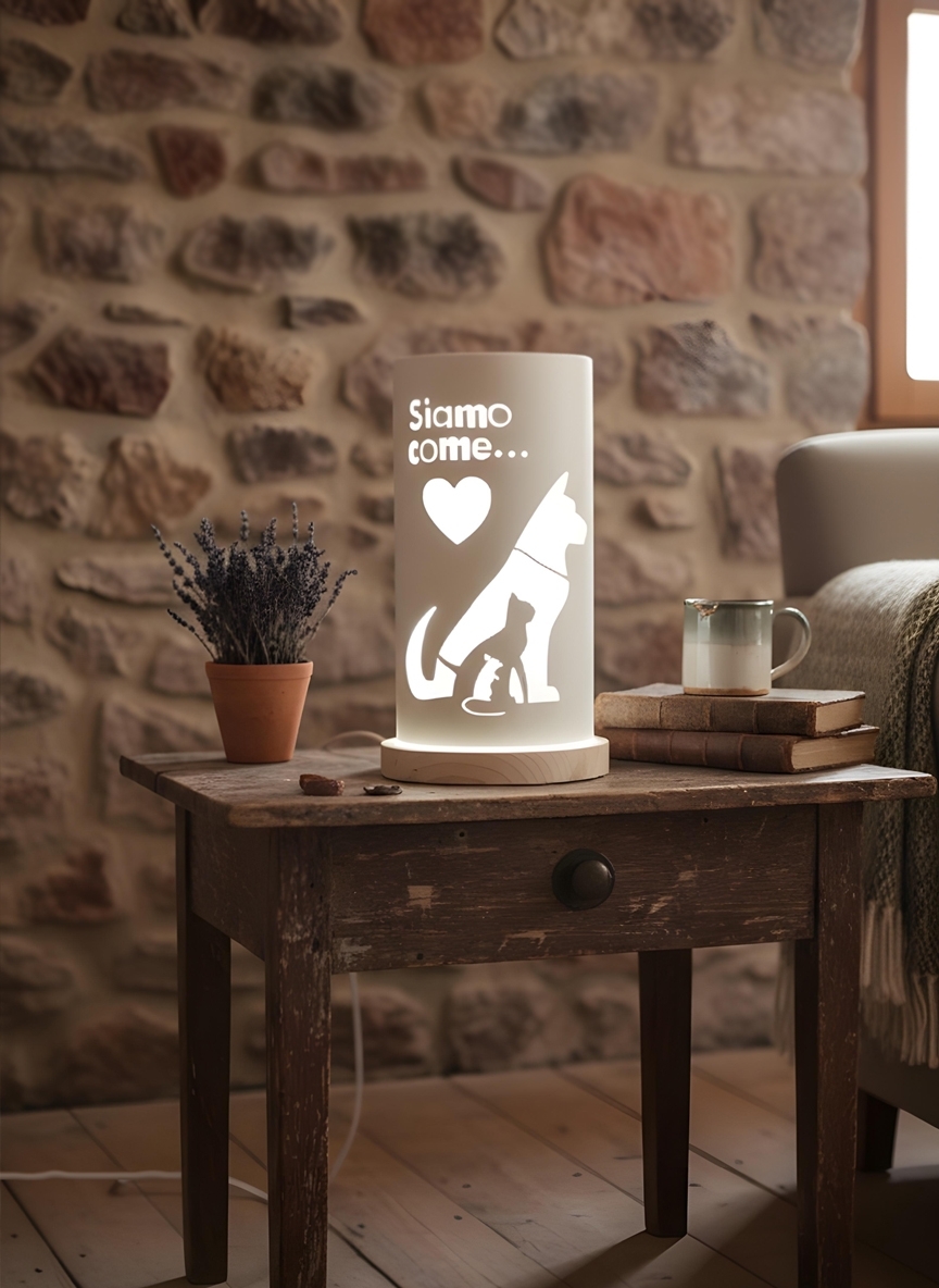 Legami di Luce – Lampada artigianale tema Cane & Gatto
