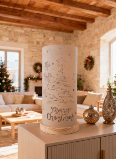 Lampada artigianale realizzata a mano e personalizzabile - Tema Albero di Natale