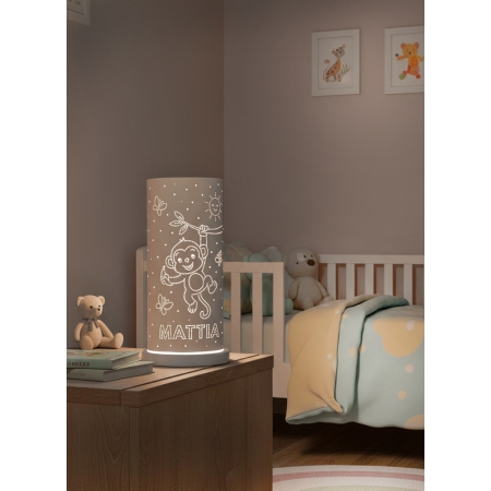 La Scimmietta dei Sogni – Lampada personalizzata con nome bambino per la cameretta