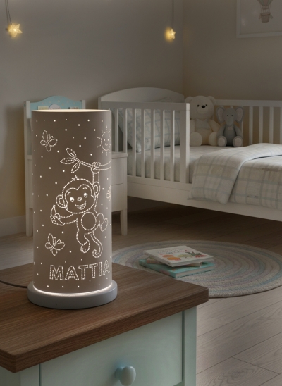 La Scimmietta dei Sogni – Lampada personalizzata con nome bambino per la cameretta