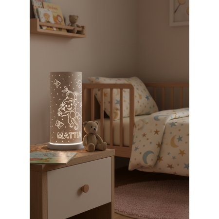 La Scimmietta dei Sogni – Lampada personalizzata con nome bambino per la cameretta