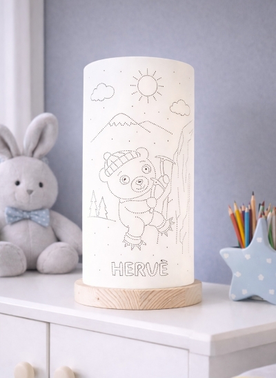 Orsetto scalatore – Lampada personalizzata con nome bambino per la cameretta