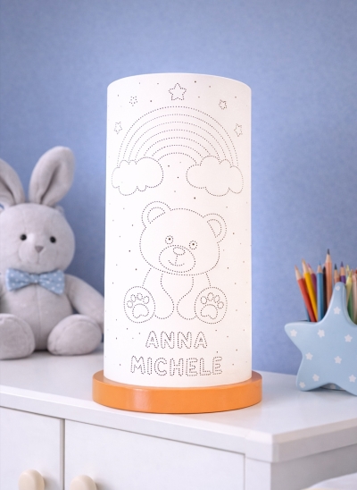 Orsetto tra le nuvole – Lampada personalizzata con nome bambino per la cameretta