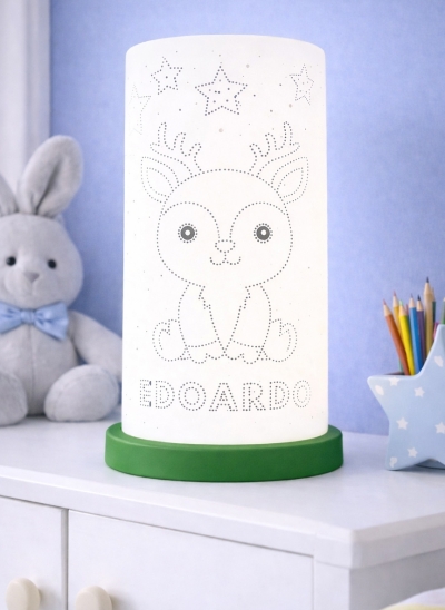 Il Cerbiatto Incantato – Lampada personalizzata con nome bambino per la cameretta